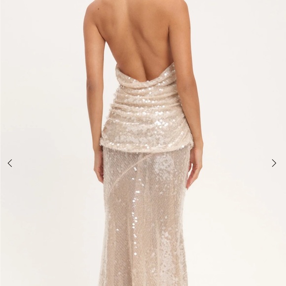 For Love And Lemons White Sequin Halter Dress - Picture 4 of 5